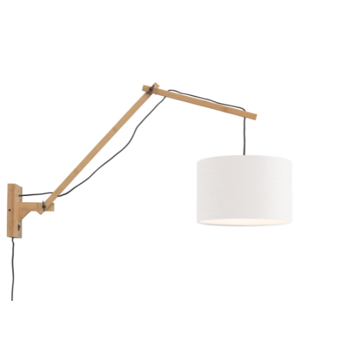 Good&Mojo Wandlamp Andes bamboe nat./kap 33x20cm ecolin. wit, L